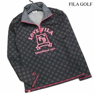 FILA GOLF フィラ ゴルフ 通年 ロゴ&ドット柄♪ 長袖 ハーフジップ シャツ Sz.M　レディース　K3T00124_7#F