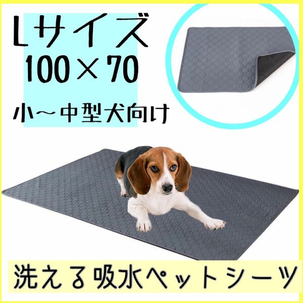 吸水マット ペット用 犬 猫 洗える 防水 おしっこ グレー マット シーツ メッシュ素材　Lサイズ