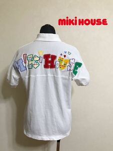 [ beautiful goods ] MIKIHOUSE Miki House lady's deer. . polo-shirt embroidery badge big Logo tops size LM short sleeves white made in Japan 12-5581-224