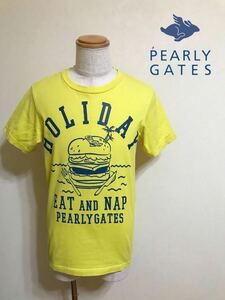 PEARLY GATES GOLF パーリーゲイツ ゴルフ Tシャツ トップス イエロー サイズ5 半袖 黄色 日本製 053-163525