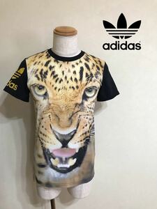 【良品】 adidas originals アディダス オリジナルス クルーネック アニマル Tシャツ トップス サイズM 半袖 黒 豹柄 F95449