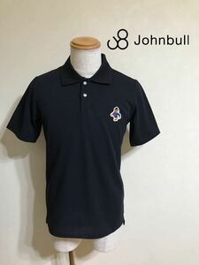 Johnbull ジョンブル 鹿の子 ポロシャツ トップス ブラック ブルドック ワッペン サイズM 半袖 黒 25490NS