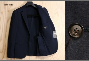  new goods Comme Ca men spring summer is li feeling Hybrid material Karl ma year linen stretch jacket S navy blue / regular price 4.2 ten thousand jpy /COMME CA MEN