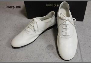 未使用 コムサメン 上質レザー スリッポン27白/定価2.8万円/COMME CA MEN/靴/シューズ