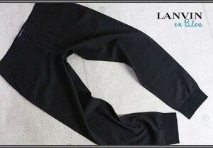 新品 ランバン オン ブルー 春夏 日本製 ジャージー リブパンツ48/M 黒 定価2.4万円/LANVIN en Bleu/ボトムス