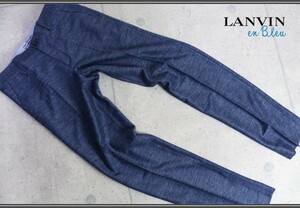 新品 ランバン オン ブルー 春夏 リネン混 スラックス46/S/紺 定価3万円/LANVIN en Bleu/