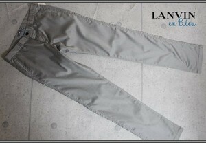 新品 ランバン オン ブルー 春夏 日本製 高密度ストレッチ シャイニー コットン パンツ46/灰 定価2.4万円/LANVIN en Bleu