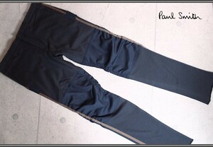 新品 ポールスミス 日本製 膝立体 コットン サイドライン ジャージー パンツ XXL 紺 定価3万円/Paul smith