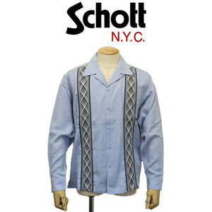 Schott (ショット) 3120005 2TONE ツートーン L/S SHIRT ロングスリーブシャツ 391(81)SAXE M