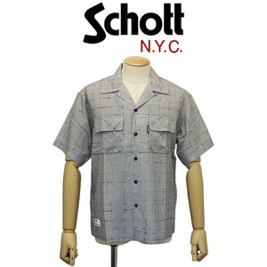 Schott (ショット) 3123015 KASURI PLAID S/S SHIRT カスリ柄 格子縞 ショートスリーブシャツ 20(14)GREY M