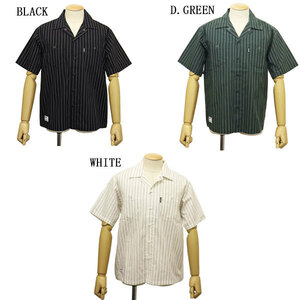 Schott (ショット) 3123018 STRIPE S/S WORK SHIRT ストライプ ワーク ショートスリーブシャツ 10(09)BLACK XL