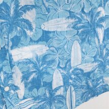 古着 大きいサイズ ISLAND REPUBLIC リネン混紡 半袖アロハシャツ ハワイアン メンズUS-2XLサイズ 水色 ライトブルー系 tn-1827n_画像6