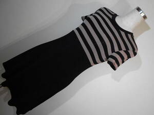 J625#BCBG DRESSES*USA производства * чёрный * бежевый окантовка * короткий рукав cut платье #M