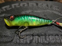 ★Megabass★POPX ABALONE BRIGHT メガバス ポップX AB HOT TIGER 美品 Length 64mm Weight 1/4oz ポッパー 天然アワビプレート採用_画像3