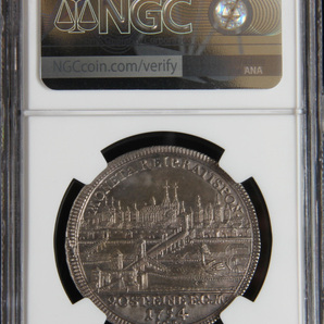 1754年 ドイツ レゲンスブルク 1/2ターラー 銀貨 アンティークコイン NGC AU Detailsの画像4