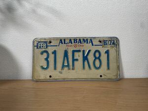 アメリカ ヴィンテージ ナンバープレート アラバマ ALABAMA 31AFK81 オールド US Vintage 自動車 ライセンス ディスプレイ ビンテージ