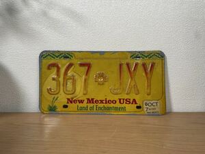 アメリカ ヴィンテージ ナンバープレート ニューメキシコ New Mexico USA 367 JXY オールド US Vintage 自動車 ライセンス ディスプレイ