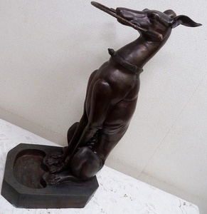 (☆BM)☆[SALE]銅製 ドーベルマン 傘立て 置物 高さ75.3㎝/18.8kg 犬 雌 動物 番犬 彫金 彫刻 像 アンブレラスタンド アンティーク レトロ