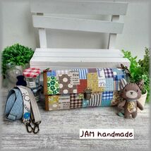 JAM ハンドメイド 長財布 ショルダー バッグ スマホショルダー ぬいぐるみ 猫 バッグチャーム きりっぱなし パッチ ステッチ _画像1