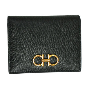 Ferragamo Wallet Ladies Ferragamo bi -fold Wallet Double Ganchini Leather Black 22 D780 0726512