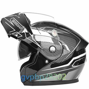 新品フリップアップ ダブルレンズ バイク ジェット ヘルメット フルフェイスヘルメットサイズM~2XL