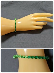 《ミサンガ・ねじり編み・黄緑×緑》ハンドメイド