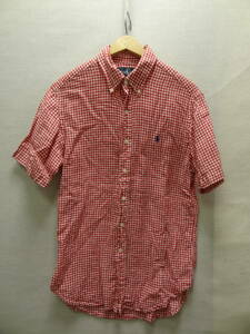  nationwide free shipping Polo Ralph Lauren POLO RALPH LAUREN men's short sleeves red color silver chewing gum check BD shirt S size 