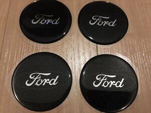 エンブレム 丸 58mm Ford フォード ブラック 黒 クラシック ロゴ ホイールキャップ 4枚 セット キット マッスルカー ピックアップ トラッ