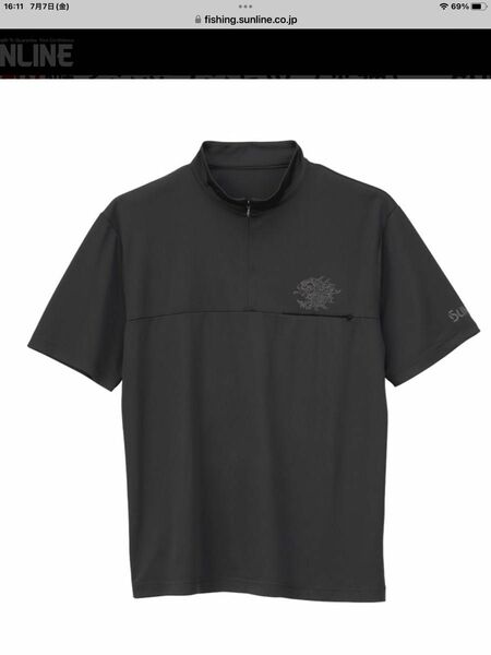 サンライン 獅子ジップシャツ（半袖）　SUW-04216CW　ブラック　サイズ S