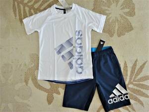  новый товар *adidas Adidas *130* удобный материалы!!* большой Logo * короткий рукав футболка ( белый )* шорты ( темно-синий )* верх и низ * быстрое решение * последний 1