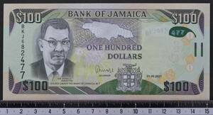外国紙幣 ジャマイカ 2021年 未使用 100ドル