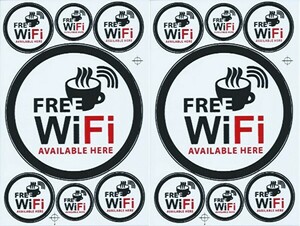 /防水 2点セット フリー ワイファイ ステッカー セット 業務用 FREE WIFI 店頭用 カフェ ホテル 民泊 訪日 外国人 無線LAN 集客 TS-528X2