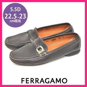 サルヴァトーレフェラガモ Salvatore Ferragamo ガンチーニ ローファー ブラウン 茶 5.5D(約22.5-23cm) sh23-0369