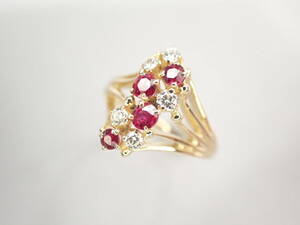 1/ прекрасный товар Mikimoto K18 рубин итого 0.38ct diamond итого 0.16 кольцо кольцо 