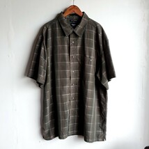 159◆HAGGAR 半袖 ポリシャツ sizeXXL 緑 グリーン系 チェック柄 柄シャツ USED ビッグサイズ オーバーサイズ キングサイズ_画像1