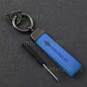 * Chevrolet CHEVROLET* blue * car key holder alcantara material car key chain key ring lost prevention kalabina clip 