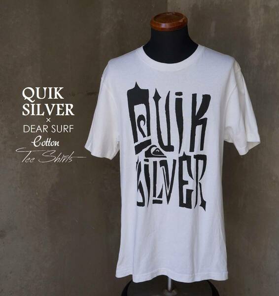 クイックシルバー QUIK SILVER × DEAR SURF 白 ホワイト コットン 半袖 Tシャツ L