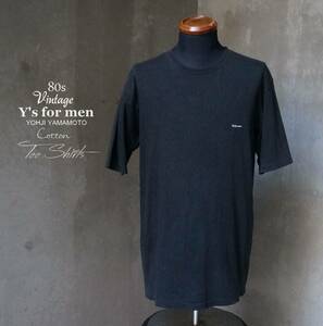 80s ヴィンテージ ヨウジ ヤマモト ワイズ フォーメン Y's for men チャコール 半袖 Tシャツ L相当