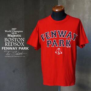 MLB majestic ボストン レッドソックス BOSTON REDSOX 2007 World Champion 記念 赤 レッド FENWAY PARK コットン 半袖 Tシャツ M