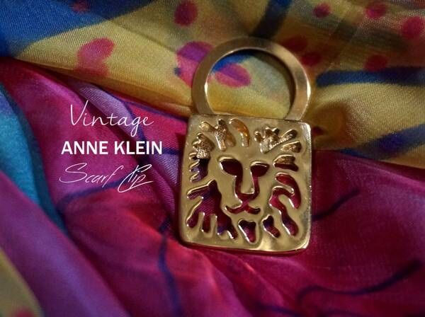 未使用 ヴィンテージ アン クライン ANNE KLEIN Scarf Clip 金色 ゴールド ライオン スカーフクリップ