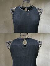 キュー Q 絹シルク クレープ織り 黒 ブラック ノースリーブ ワンピース サマードレス 2 M_画像8
