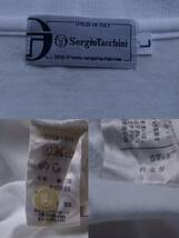 90s 日本製 セルジオ・タッキーニ Sergio Tacchini 白 紺&チェックライン 綿ポリ 70/30 半袖 ポロシャツ S M L男女兼用_画像9