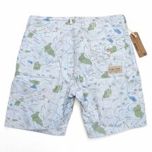 G04135 新品訳あり AVIREX/マッププリント ショートパンツ 【サイズ：XL】 ライトブルー COURSE MAP SHORTS アヴィレックス _画像2