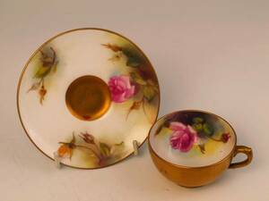  Royal * worcester = gorgeous gold paint * Mini cup & saucer (1 class goods ) ROSE valuable goods 