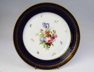  sable gorgeous gold paint * flower muffle painting plate * Britain ..