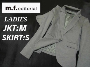レディースS上M下S 美品◇m.f.editorial◇ 秋冬スカートスーツ 灰色 上下サイズ違い