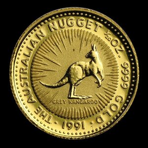 [ written guarantee * capsule with a self-starter ] 1991 year ( new goods ) Australia [ kangaroo ] original gold 1/20 ounce gold coin 