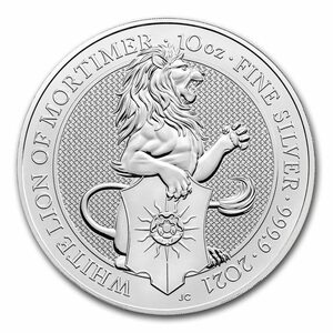 [ written guarantee * capsule with a self-starter ] 2021 year ( new goods ) England [ Queens Be -stroke * white lion ] original silver 10 ounce silver coin 