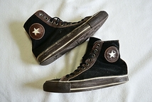 【90'S MADE IN USA】CONVERSE コンバース ALL STAR HI オールスター ハイカット スエード×レザー ブラック黒×ブラウン茶 4 22.5cm_画像3