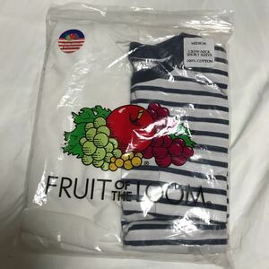 FRUIT OF THE LOOM(フルーツオブザルーム)Tシャツ パックT（無地＆ボーダー）2枚セット　新品未使用　Mサイズ　ボーダーネイビー　丸首